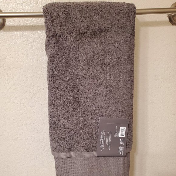 Luxury Reversible Waffle Wave Bath Towel 100% Cotton - Picture 3 of 6